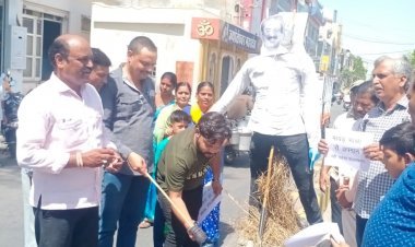 हिंदी भाषा राजस्थान के अपमान पर डीएमके सांसद का पुतला फूंका