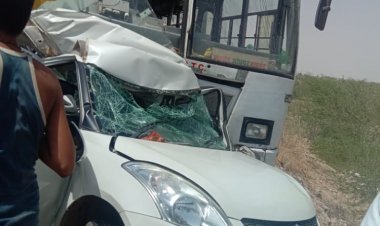 *बाड़मेर.. जोधपुर हाईवे पर भीषण सड़क हादसा, रोड़वेज बस ने कार को मारी जोरदार टक्कर, 2 की मौत..!!*