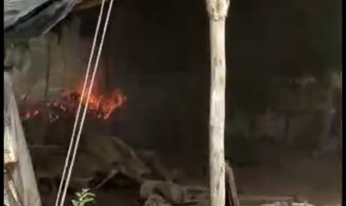 उदयपुर सब सिटी सेंटर एल आई सी के पास झोपड़ों में लगी आग