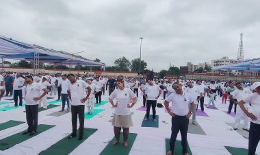 उदयपुर में 11वें अंतरराष्ट्रीय योग दिवस पर गांधी ग्राउंड में भव्य योग कार्यक्रम