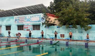 राष्ट्रीय एकता दिवस पर उदयपुर खेलगांव में तैराकी प्रतियोगिता में बच्चों ने दिखाया जल कौशल
