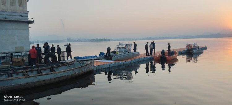 उदयपुर में 5वें खेलो इंडिया यूनिवर्सिटी गेम्स की तैयारियाँ अंतिम चरण में | फतहसागर पर जेटी और रेस्क्यू बोट इंस्टॉलेशन