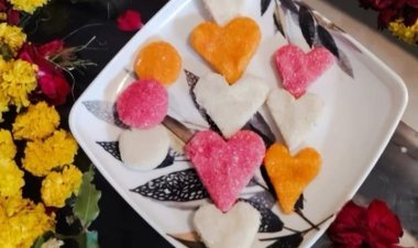 Heart Shape Khopra Pak Recipe | Colorful Coconut Sweet | No-Cook Indian Dessert